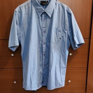 Hurley Blue Short-Sleeve Button-Down Shirt Size XL